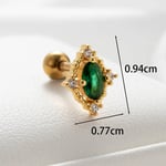 Green / 1 Piece Simple Series Oval Titanium Steel   Gold Color Zircon Women's Stud Earrings Picture2